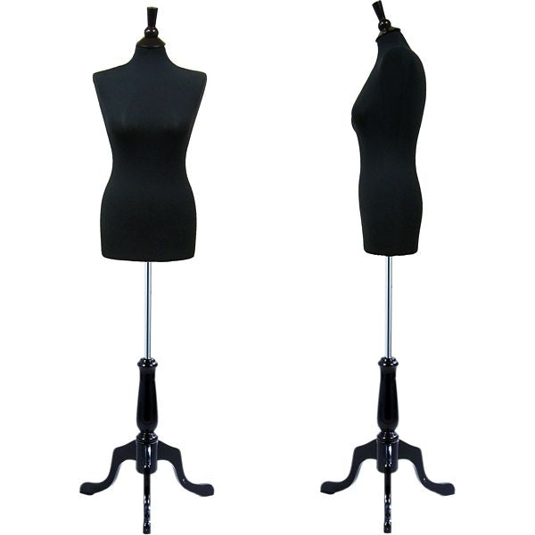 Female Display Dress Form on Black Wood Tripod Base - Dress Forms USA