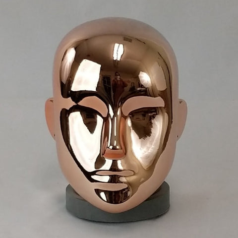 MN-CHR Chrome Rose Gold Female Abstract Mannequin Head Attachment, Pierced Ears