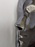 MN-442LTP #L Chrome Gunmetal Female Abstract Mannequin Head Display with Pierced Ears (LESS THAN PERFECT, FINAL SALE)
