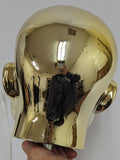 MN-441LTP #F Chrome Gold Female Abstract Mannequin Head Display with Pierced Ears (LESS THAN PERFECT, FINAL SALE)