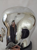 MN-CHR-LTP #A Chrome Silver Female Abstract Mannequin Head Attachment, Pierced Ears (LESS THAN PERFECT, FINAL SALE)
