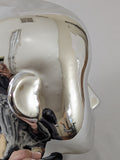 MN-CHR-LTP #B Chrome Silver Female Abstract Mannequin Head Attachment, Pierced Ears (LESS THAN PERFECT, FINAL SALE)