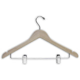 AF-137 17" Wood Suit Hanger with Clips - Pack of 100 - DisplayImporter
