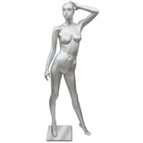 AF-189 Glossy Abstract Female Egghead Mannequin with Arm in Air - DisplayImporter
