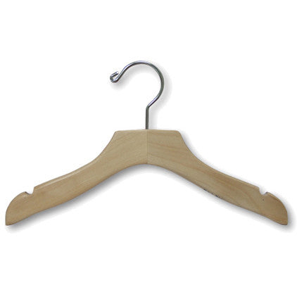 Children's 12 Notched Wooden Hanger in Natural Wood Color