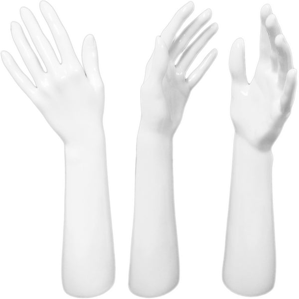 DS-187 Glossy White Female Glove, Rings, and Jewelry Display Hand - DisplayImporter