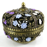 PB-004 Carved Eastern Inspired Decorative Enamel Trinket Box, Jewelry Box Container - DisplayImporter