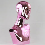 MN-442 Chrome Female Abstract Mannequin Head Display with Pierced Ears - DisplayImporter