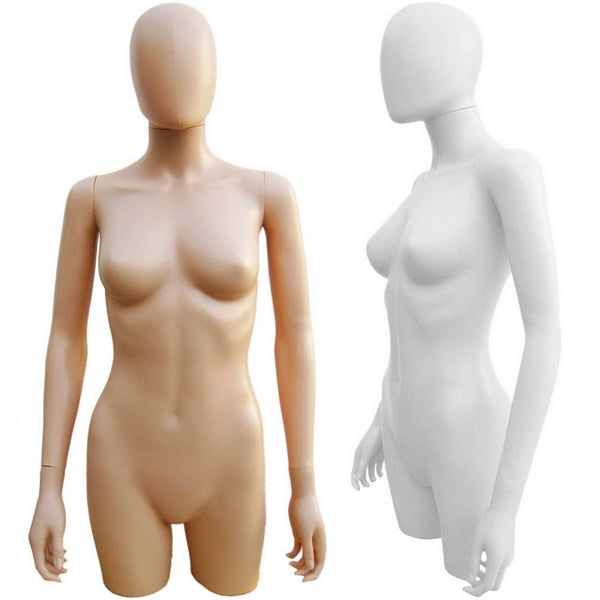 MN-248 Plastic 3/4 Torso Female Upper Body Torso Mannequin Form with Removable Head - DisplayImporter