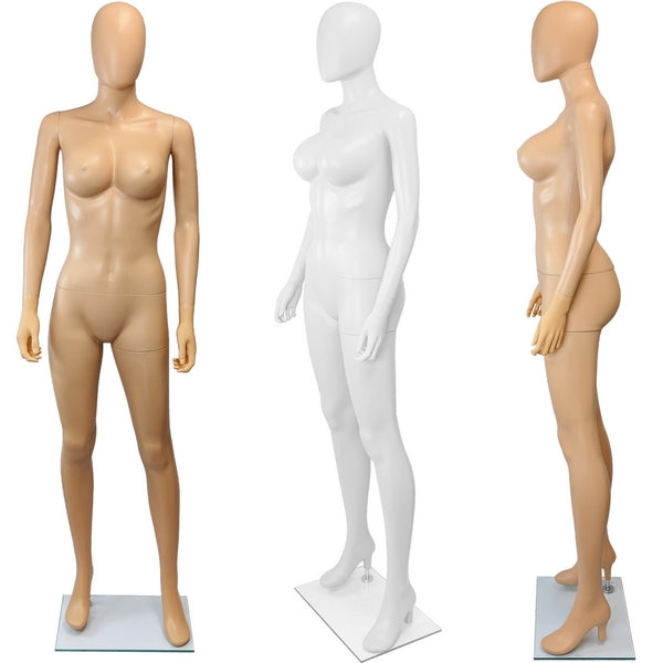 Female Egghead Torso Mannequin with Removable Arms, White Color
