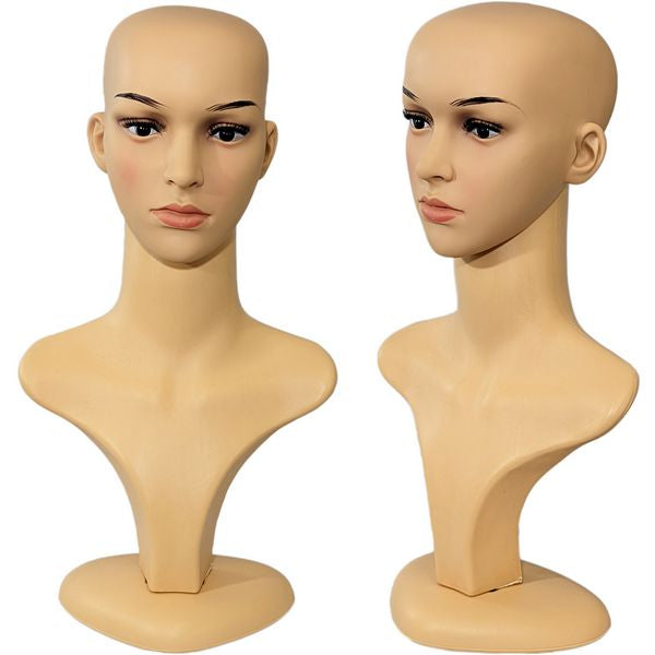 MN-596 Female Plastic Realistic Face Mannequin Head Wig Display