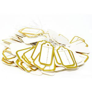 Large Scalloped White Tags with String, Display Warehouse