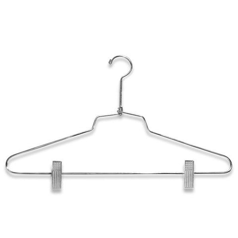 AF-H9206 16" Chrome Suit Hangers with Clips - Pack of 100 - DisplayImporter