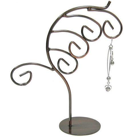 DS-145 Feather Design Antiqued Copper Tone Jewelry Display Stand for Earrings, Rings, Pendants - DisplayImporter