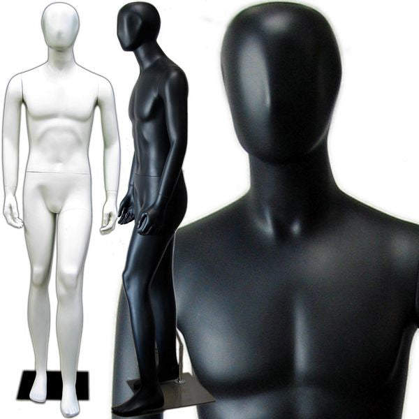 Male Egghead Torso Mannequin with Removable Arms