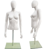 MN-246 Plastic Half Body Female Upper Torso Countertop Mannequin Form with Removable Head - DisplayImporter