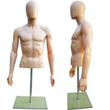 MN-247 Plastic Half Body Male Upper Torso Countertop Mannequin Form with Removable Head - DisplayImporter