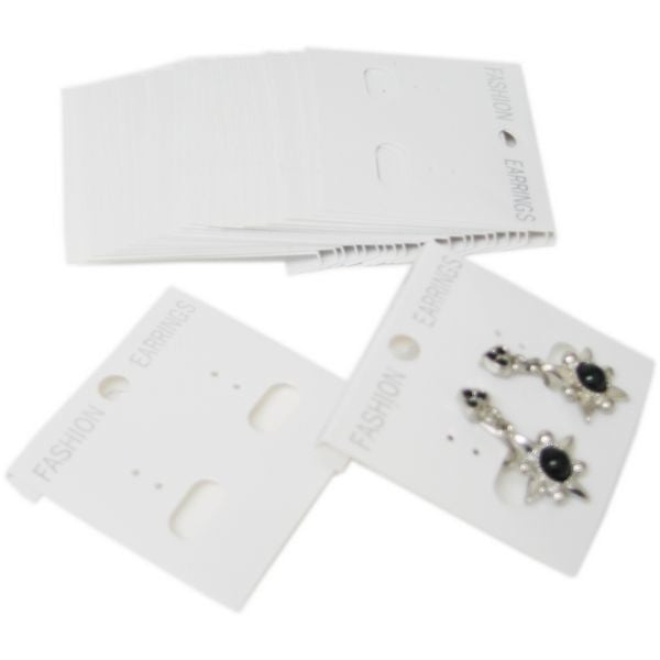 Earring Cards - 100Pcs Earring Display Holder Cards, White Rose