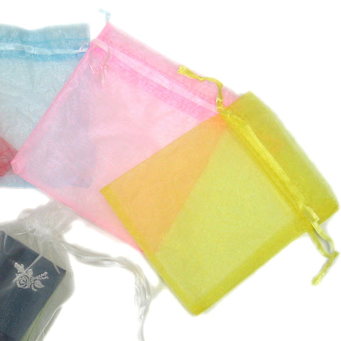 BG-016 Sheer Mesh Organza Gift Bag Pouch with Drawstring Ribbon - 3.15" x 3.94"