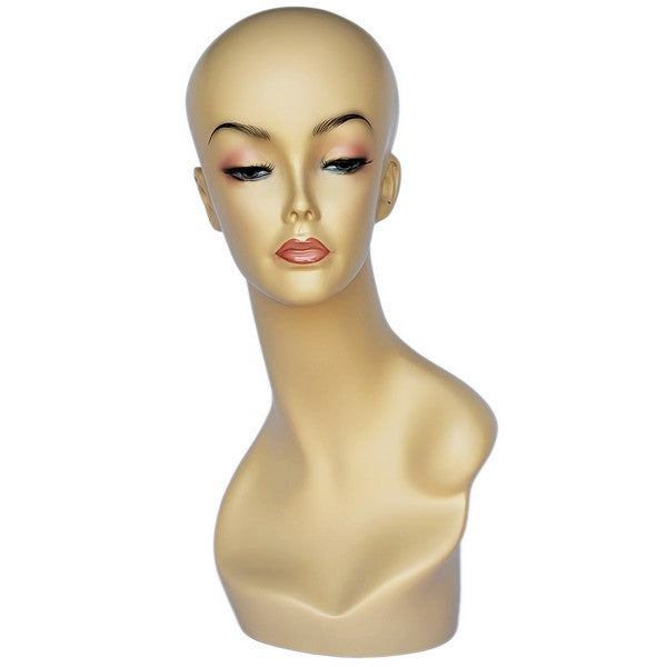 MN-062 Realistic Female Mannequin Head Form with Pierced Ears