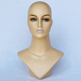 MN-176 V-Neck Female Mannequin Head Form w/ Pierced Ears, Realistic Make-Up, False Eyelashes - DisplayImporter