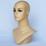 MN-176 V-Neck Female Mannequin Head Form w/ Pierced Ears, Realistic Make-Up, False Eyelashes - DisplayImporter