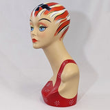 MN-203 Female Mannequin Head Form with Colorful Vintage Style Painted Look
