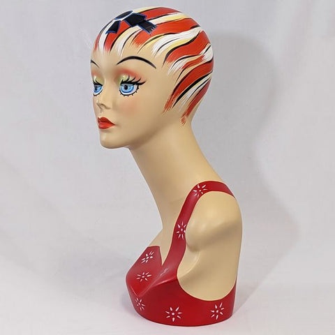 Vintage style hand painted mannequin head.