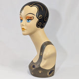 MN-317 Female Mannequin Head Form with Colorful Vintage Style Painted Look