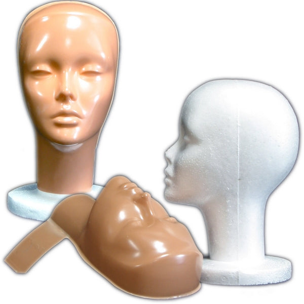 MN-410 Female Styrofoam Mannequin Head with Non-Makeup Mask - DisplayImporter
