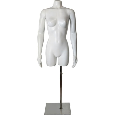 Female 3/4 Mannequin Torso with Half Leg & Shoulders: White