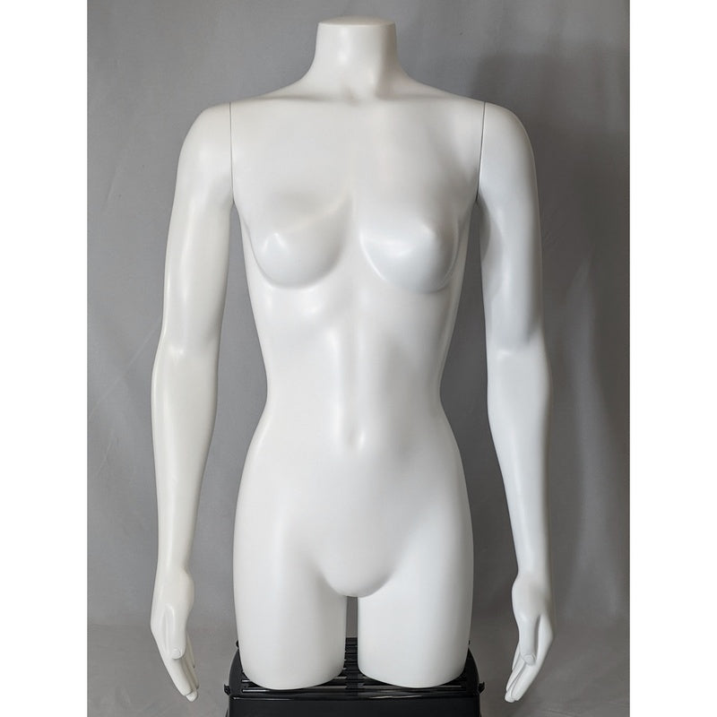 MN-SW449LTP #A Female 3/4 Upper Body Torso Mannequin Form with Arms (Base Ready) (LESS THAN PERFECT, FINAL SALE)