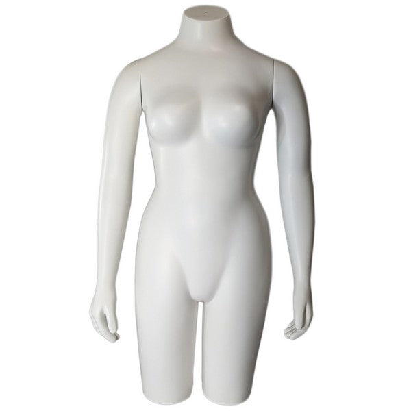 MN-SW614 Large Female 3/4 Upper Body Torso Mannequin Form with Arms (Sizes 12-14, Large) (Base Ready)