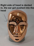 MN-442LTP #A Chrome Rose Gold Female Abstract Mannequin Head Display with Pierced Ears (LESS THAN PERFECT, FINAL SALE)