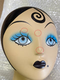 MN-225LTP #A Whimsical Vintage Style Black Hair Female Mannequin Head Form (LESS THAN PERFECT, FINAL SALE)