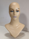 MN-176LTP #A V-Neck Female Mannequin Head Form w/ Pierced Ears, Realistic Make-Up (LESS THAN PERFECT, FINAL SALE)