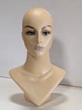 MN-176LTP #B V-Neck Female Mannequin Head Form w/ Pierced Ears, Realistic Make-Up (LESS THAN PERFECT, FINAL SALE)