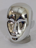 MN-441LTP #A Chrome Silver Female Abstract Mannequin Head Display with Pierced Ears (LESS THAN PERFECT, FINAL SALE)