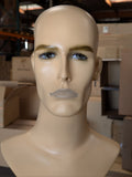 MN-175LTP #C V-Neck Male Fleshtone Mannequin Head Form with Realistic Features (LESS THAN PERFECT, FINAL SALE)