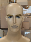 MN-175LTP #C V-Neck Male Fleshtone Mannequin Head Form with Realistic Features (LESS THAN PERFECT, FINAL SALE)