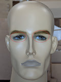 MN-175LTP #C V-Neck Male Fleshtone Mannequin Head Form with Realistic Features (LESS THAN PERFECT, FINAL SALE)