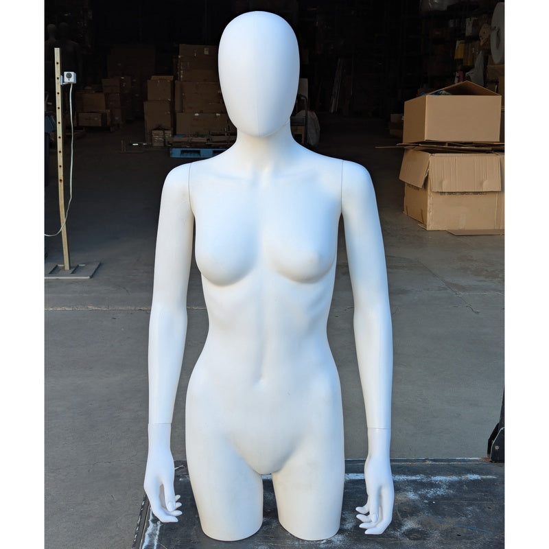 MN-248 (USED) White Plastic 3/4 Torso Female Upper Body Torso Mannequin Form with Removable Head (FINAL SALE)