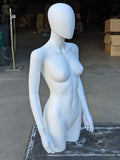 MN-248 (USED) White Plastic 3/4 Torso Female Upper Body Torso Mannequin Form with Removable Head (FINAL SALE)