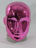 MN-442LTP #F Chrome Pink Female Abstract Mannequin Head Display with Pierced Ears (LESS THAN PERFECT, FINAL SALE)