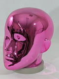 MN-442LTP #F Chrome Pink Female Abstract Mannequin Head Display with Pierced Ears (LESS THAN PERFECT, FINAL SALE)