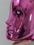 MN-442LTP #F Chrome Pink Female Abstract Mannequin Head Display with Pierced Ears (LESS THAN PERFECT, FINAL SALE)