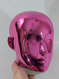 MN-442LTP #F Chrome Pink Female Abstract Mannequin Head Display with Pierced Ears (LESS THAN PERFECT, FINAL SALE)