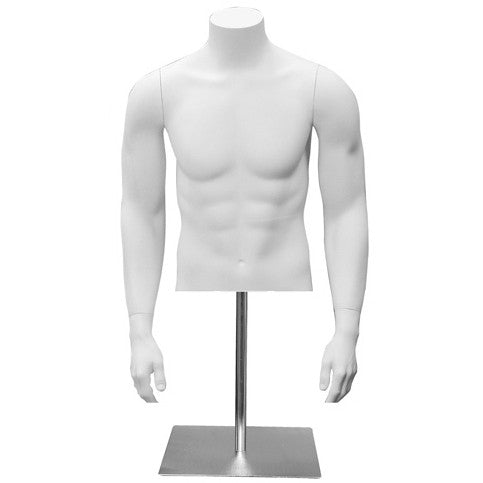 AF-131 Countertop Headless Male Half Torso Mannequin Form with Arms and Base - DisplayImporter