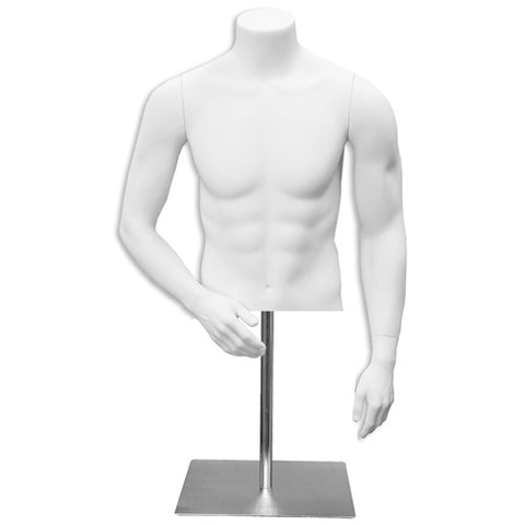 AF-133 Countertop Headless Male Half Torso Mannequin Form with Arms and Base - DisplayImporter
