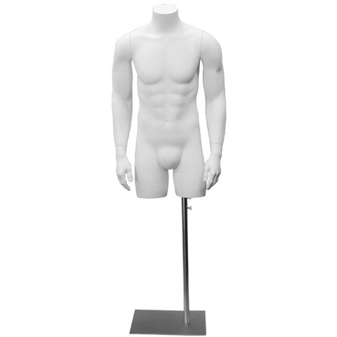AF-134 Male Fiberglass 3/4 Torso Mannequin Form with Arms and Base - DisplayImporter